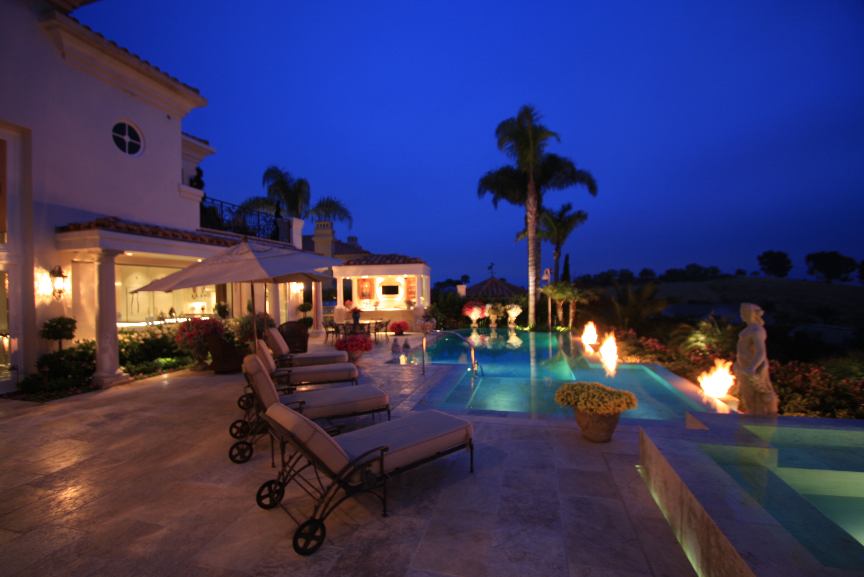 Custom Illuminated Night Spa and Pool